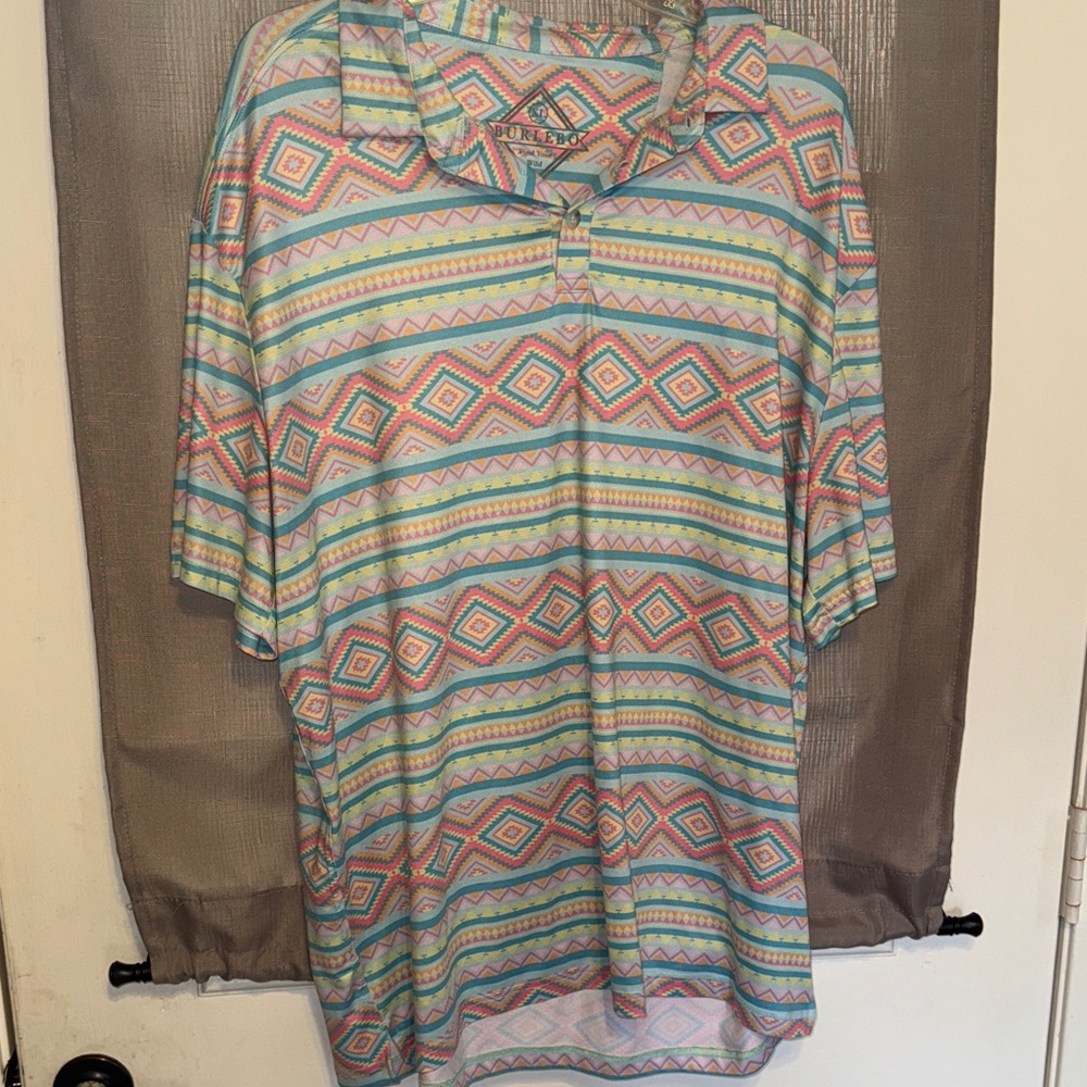 BURLEBO Multicolor Geometric Polo Shirt